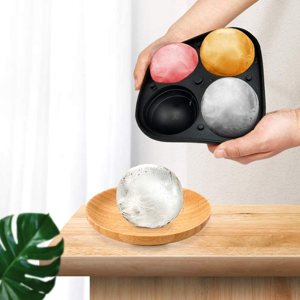 Silicone Ice Cube Tray for Whiskey and Frozen Drinks - 4 or 6 Balls Sets