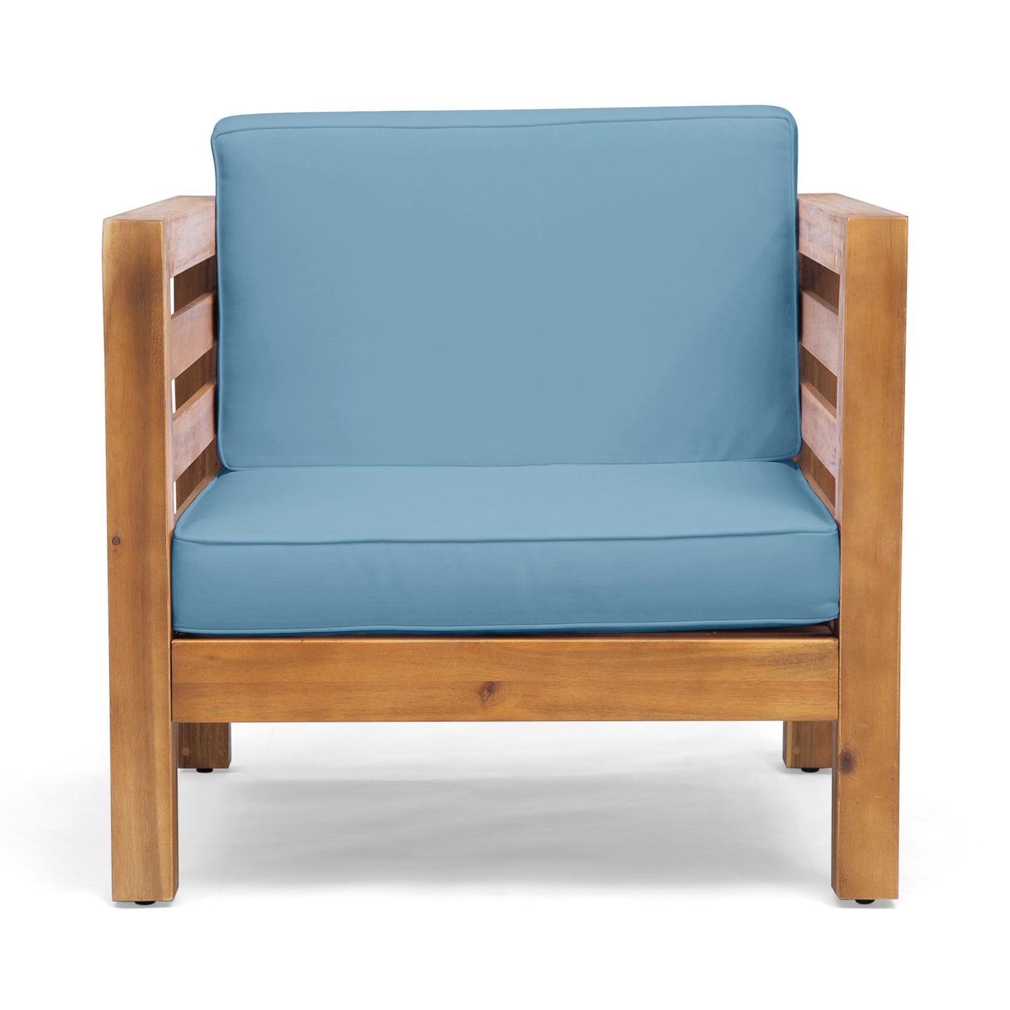 Oana Club Chair - Durable Acacia Wood, Pecan Blue