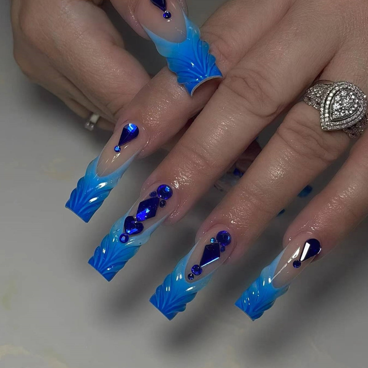 3D Rhinestone Fake Nails Set - Multiple Colors for Nail Art & Manicure