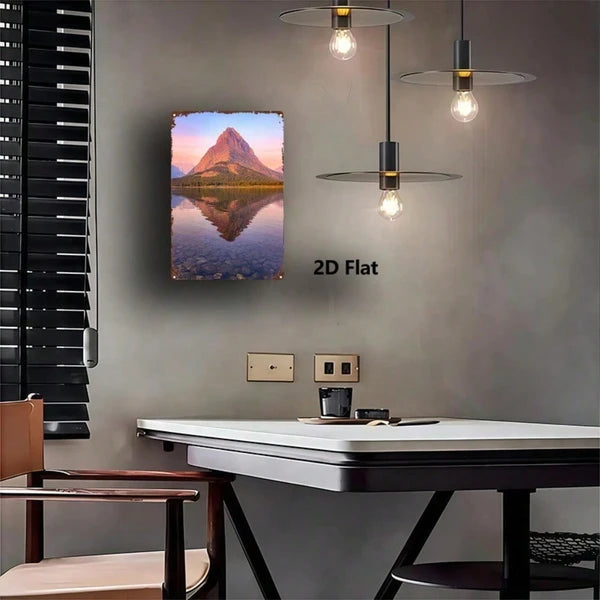 Mountain Lake Reflection Metal Sign - 8x12 Inch Wall Art
