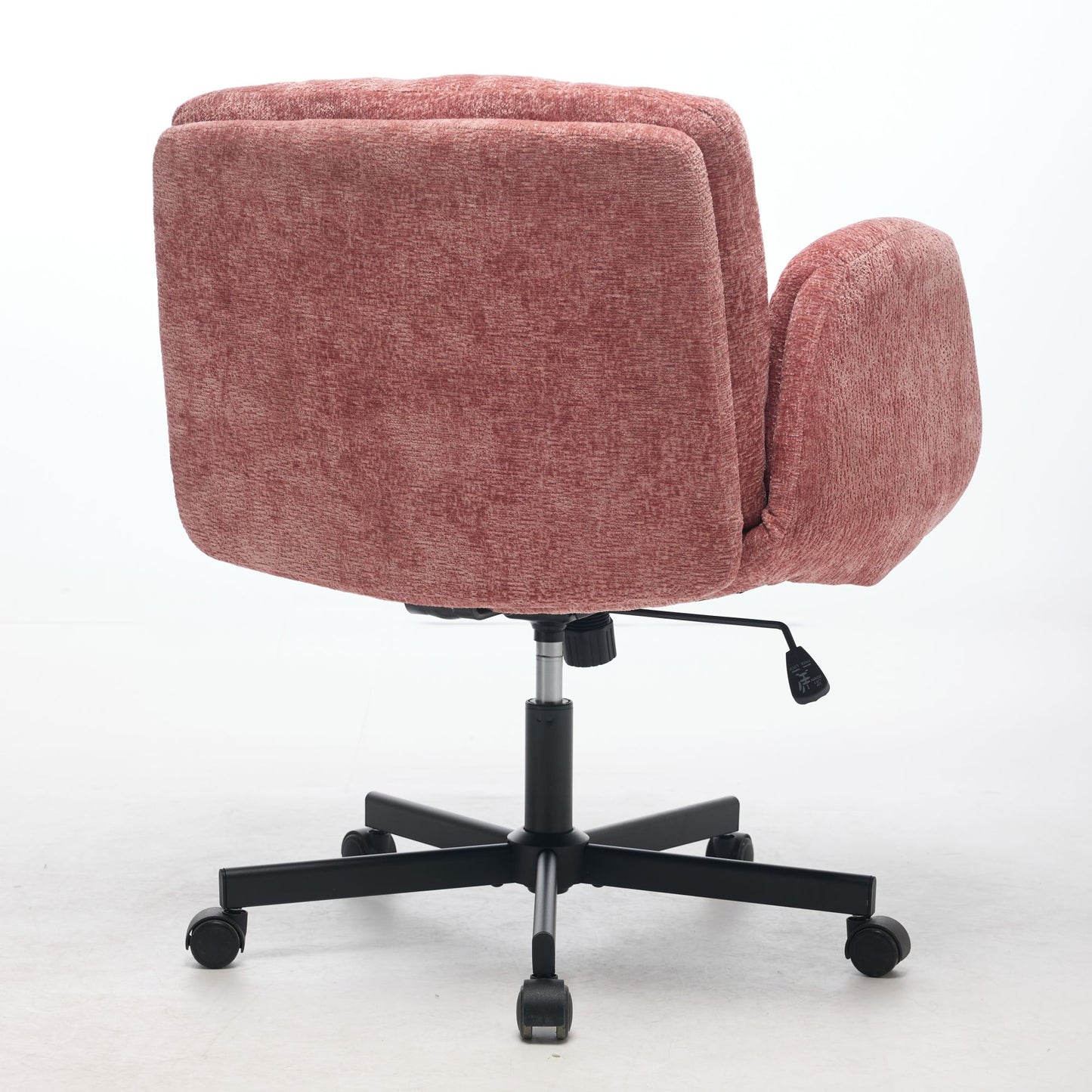 Chenille Swivel Office Chair - Adjustable Height & Armrests, Blush Pink