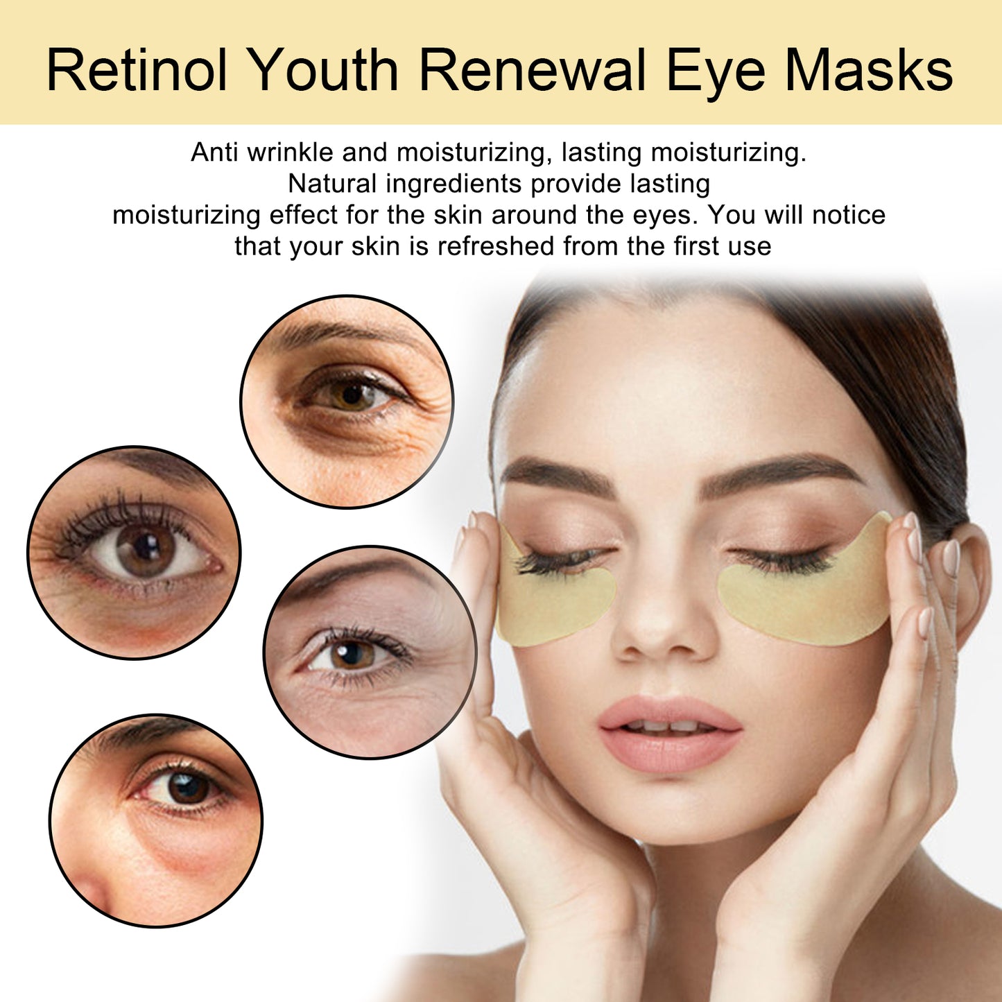 Retinol Eye Mask for Dark Circles and Fine Lines - 20 Pack