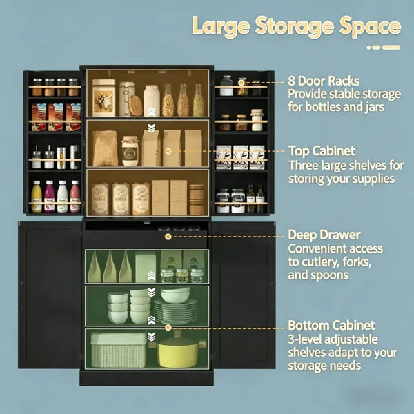Rustic Barn-Style Storage Cabinet with Adjustable Shelves - 29.9" x 15.7" x 72"