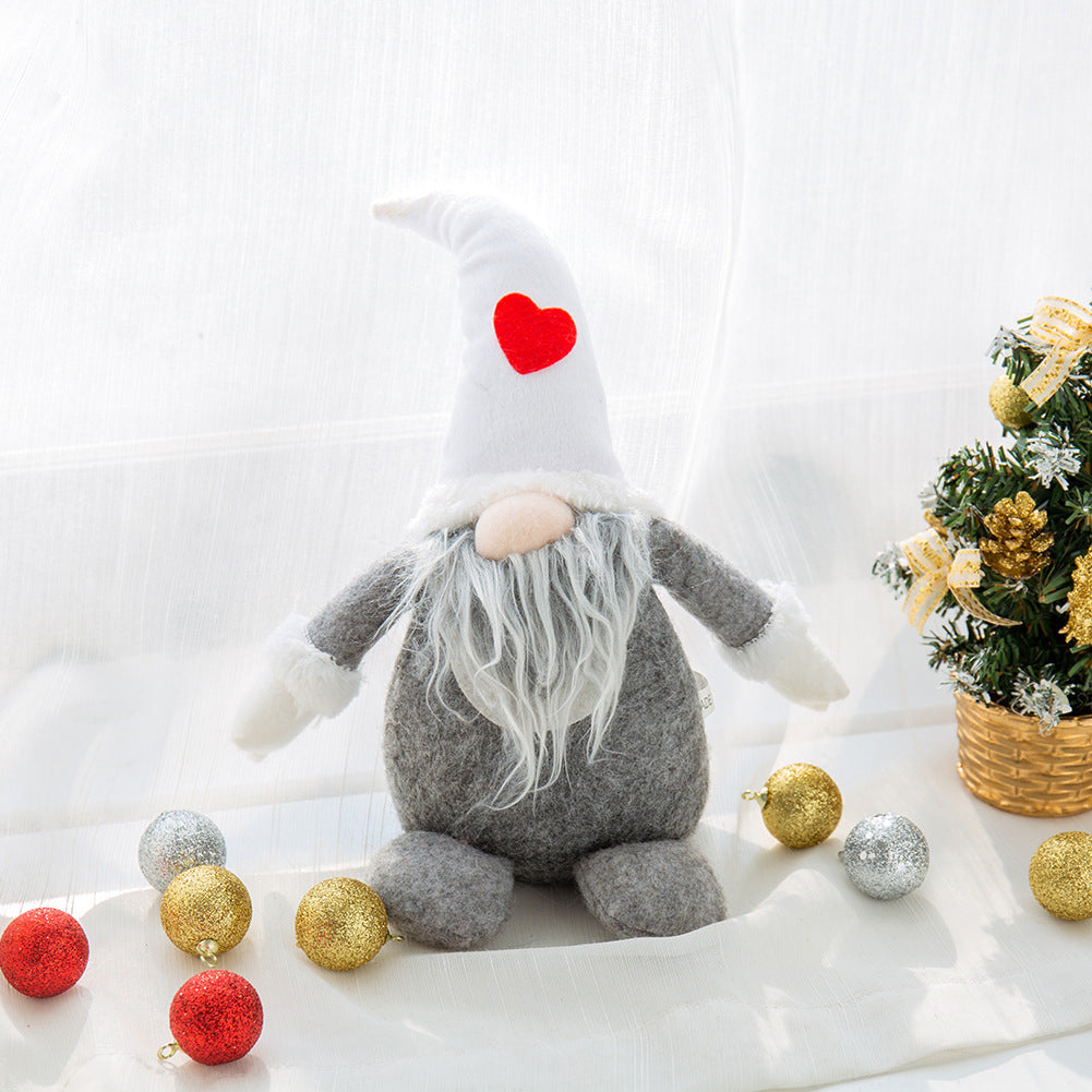 Festive Elf Doll Christmas Holiday Decor Faceless Elderly Cloth Doll
