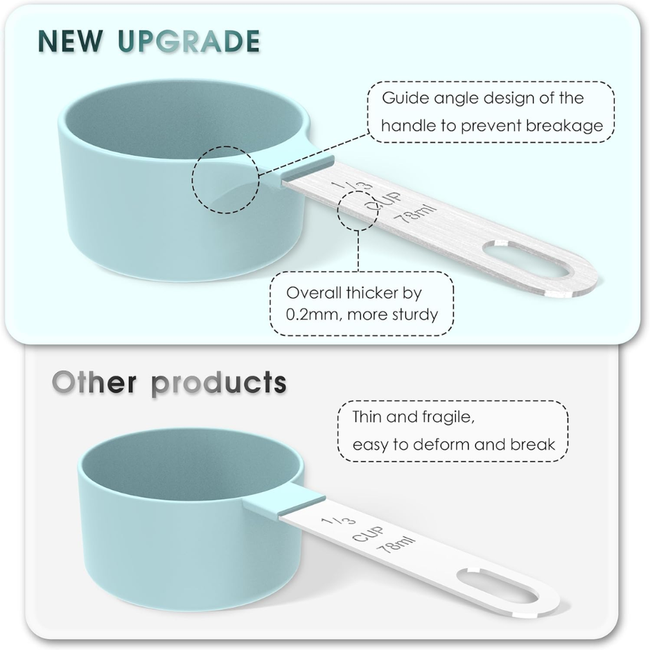 Black Stackable Measuring Cups & Spoons Set with Stainless Steel Handles