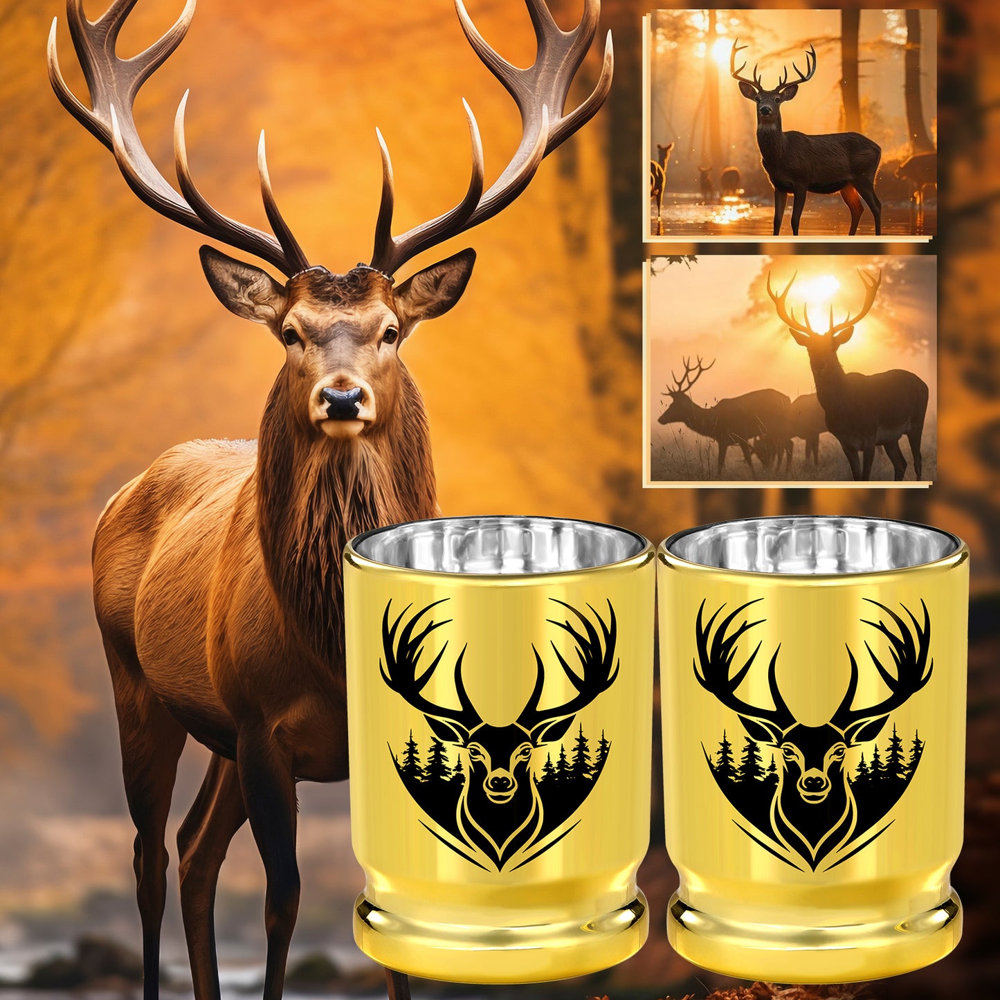 Golden Plastic Wine Glasses - 2-Pack with Gift Box, Leak Proof