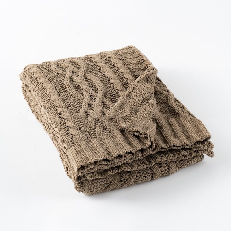 Heavy Weight Knitted Blanket - Thick Chenille Bed Cover for Home & Bedroom