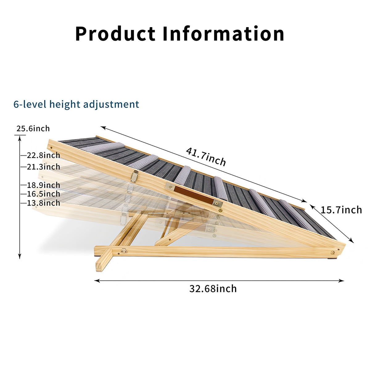 Adjustable Dog Ramp for Couch and Sofa - Non-Slip Pet Steps with Stable Support
