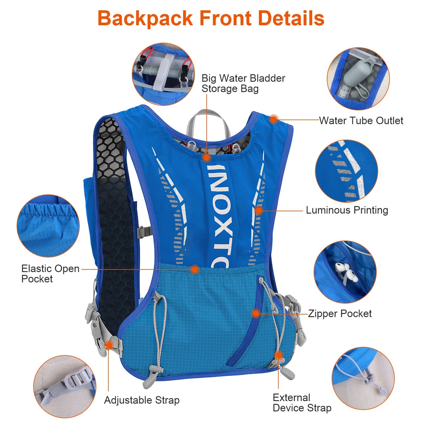Hydration Vest Running Backpack with 1.5L Water Bladder - Adjustable Straps