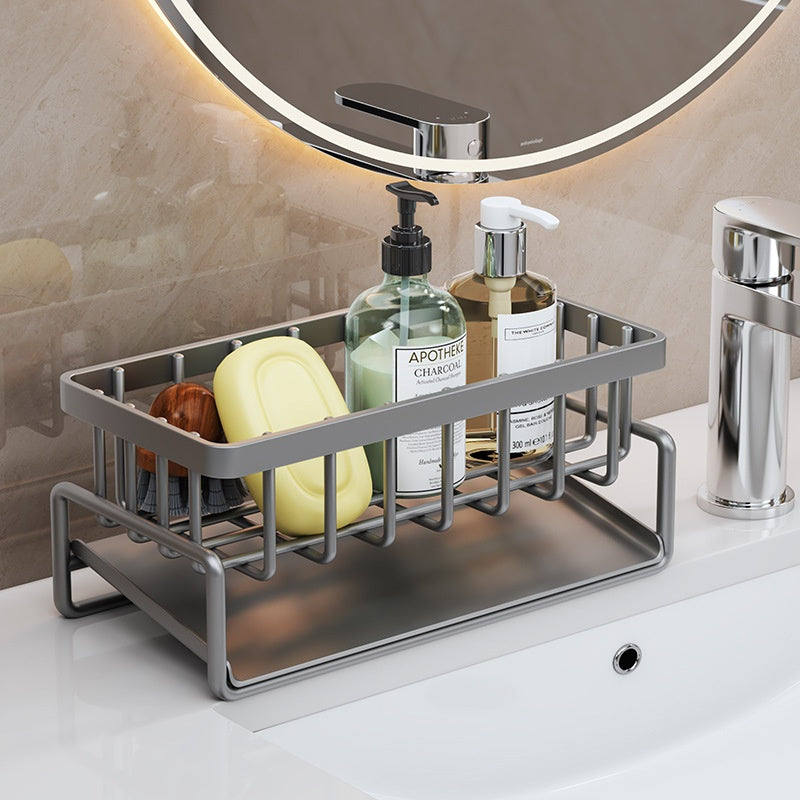 Multifunctional Kitchen Sink Drainage Basket Shelf - Black, Gray & White