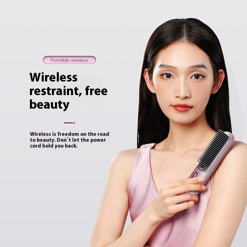 Wireless Hair Straightening Comb with Anion Technology - Portable Electric Hair Tool