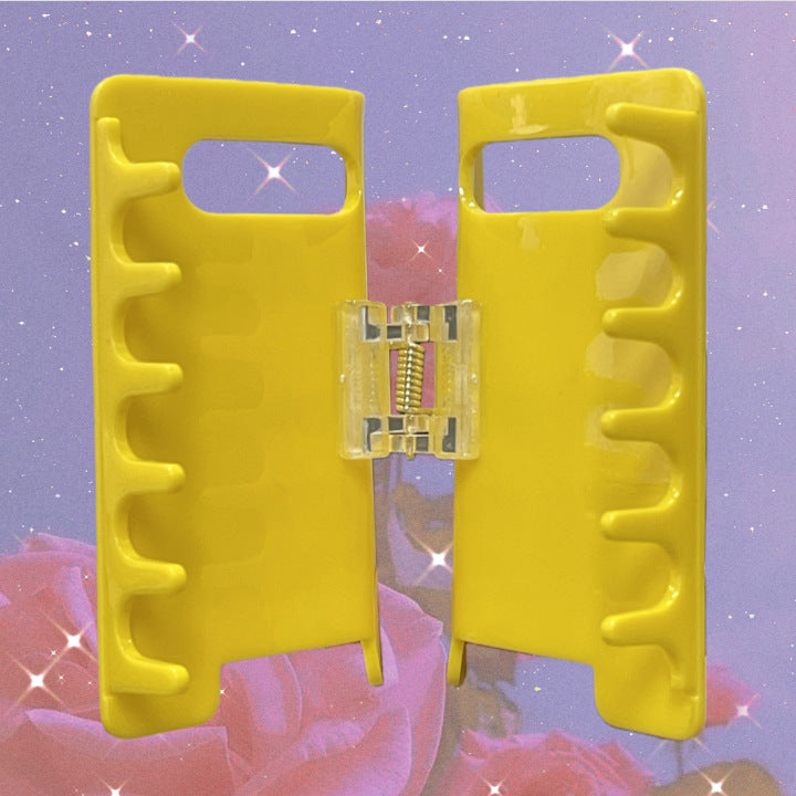 Warning Sign Hair Clip - Caution Fan-Shaped PVC Hair Accessory