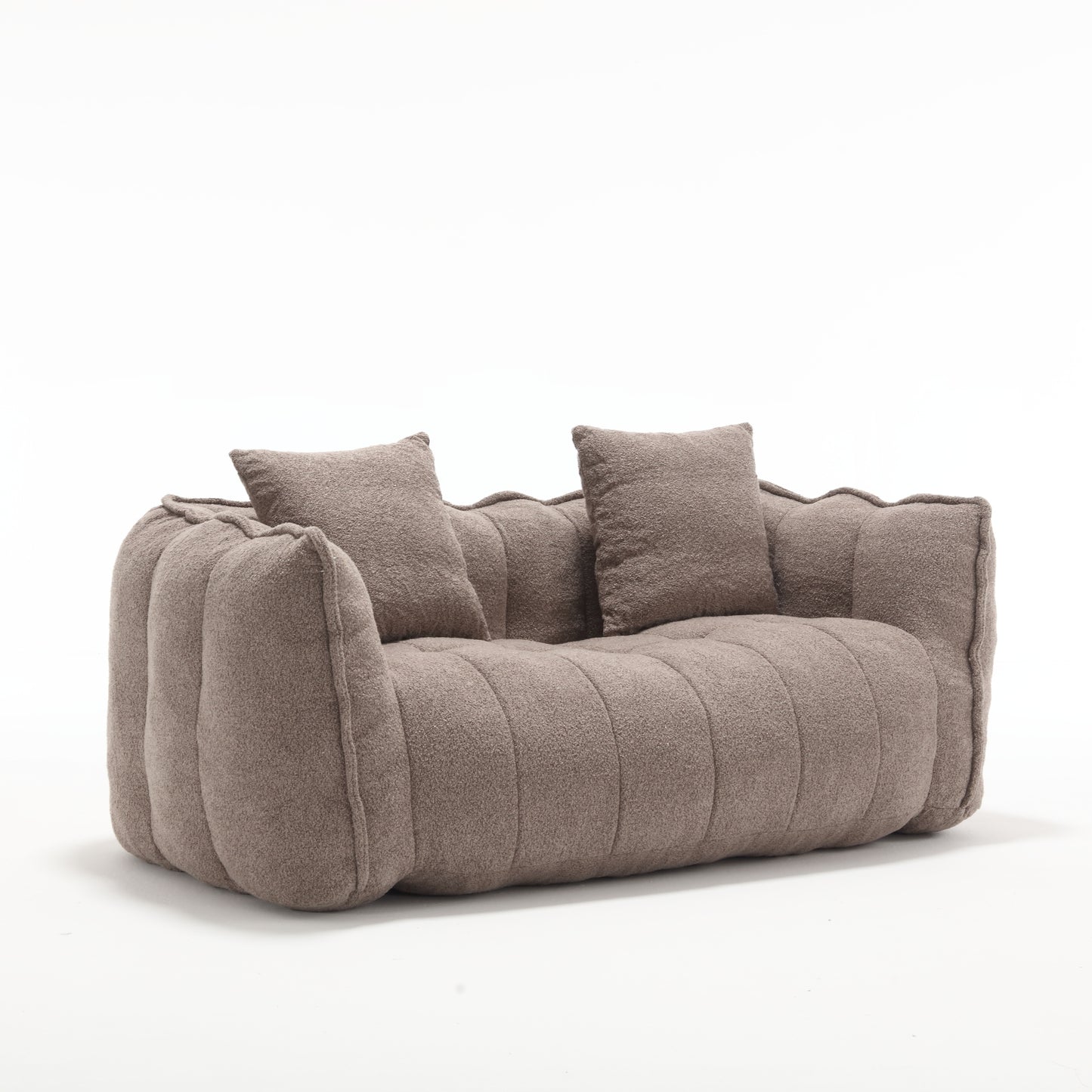 Comfortable Brown Beanbag Chair for Two - Chenille Foam Sofa