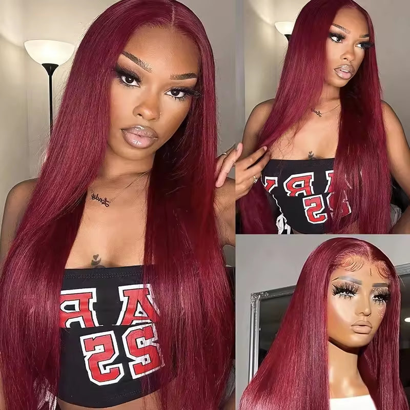 Burgundy Body Wave Human Hair Lace Front Wig - 13x4 HD Lace Brazilian Hair
