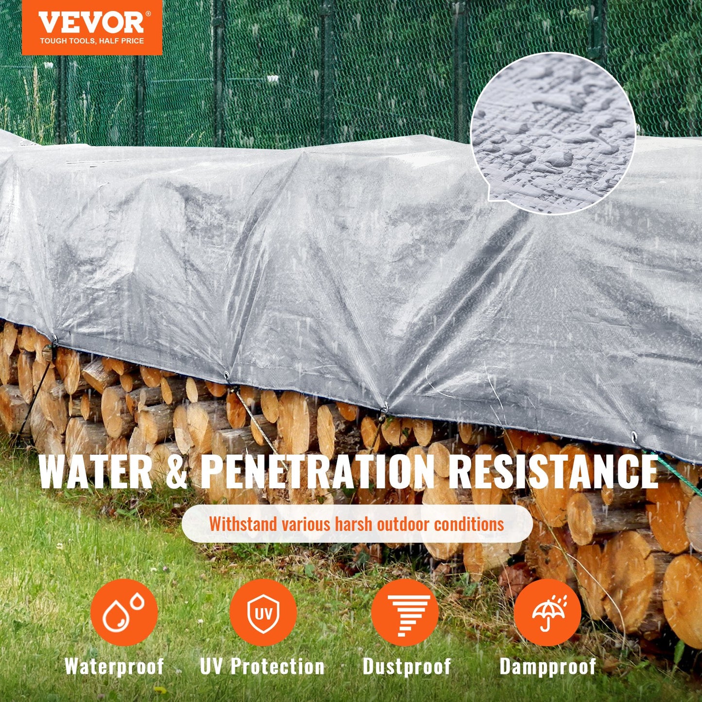 Waterproof Tarp 20x30 Ft Poly Cover 10 Mil UV Resistant Heavy Duty Outdoor Tarpaulin
