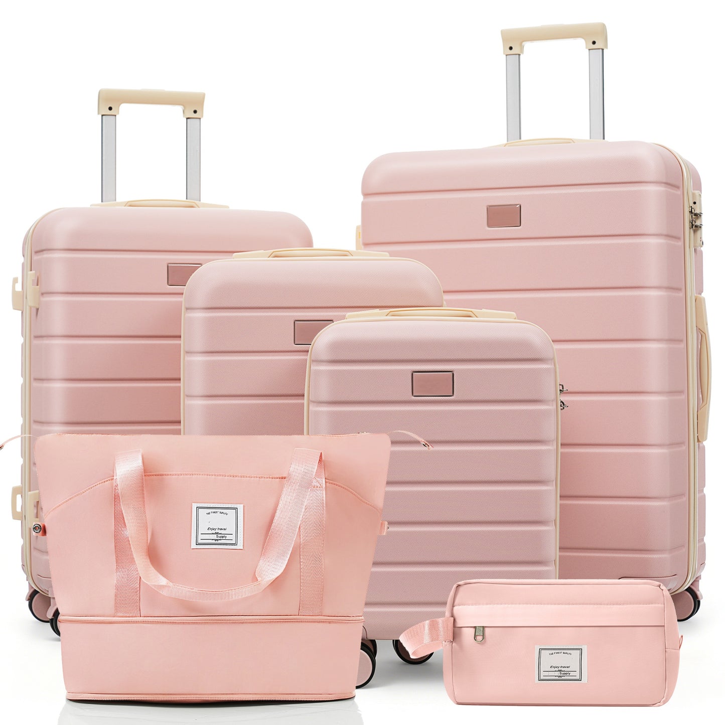 6-Piece Hardside Luggage Set with TSA Lock - Pink