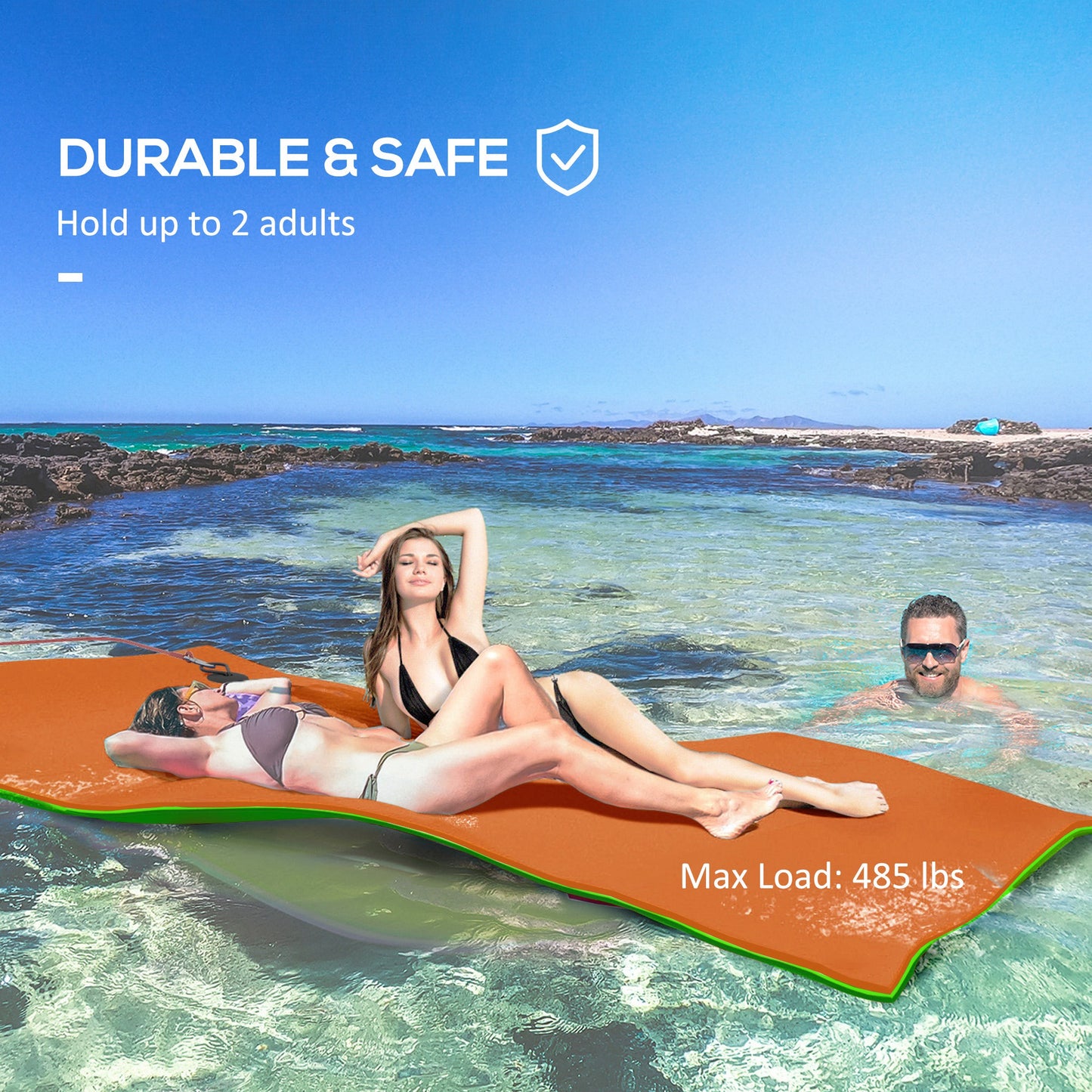 Lily Pad Floating Water Mat for 2 People - 9x6 ft, Orange