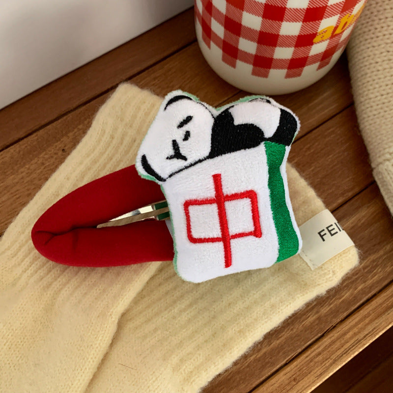 Cartoon Doll Hair Clip - Colorful Mahjong & Chinese Character Design, Hairpin Accessory