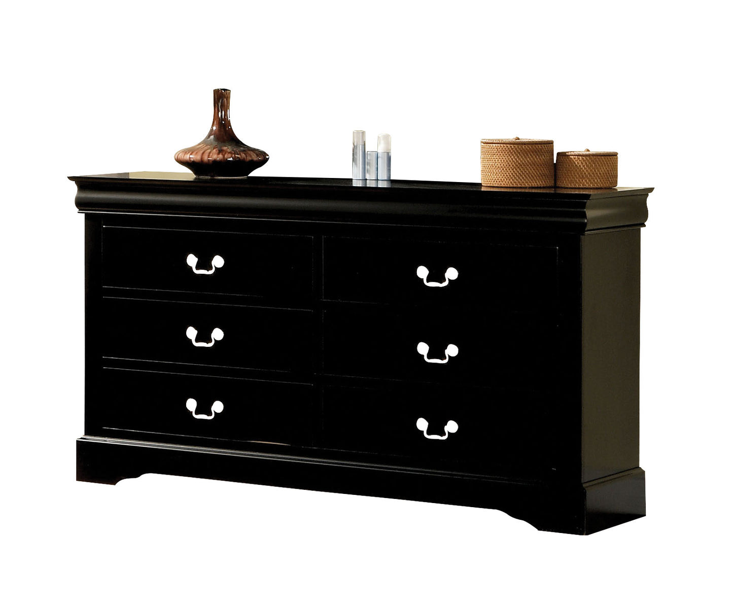 Black Finish Dresser with 6 Drawers - Modern Design