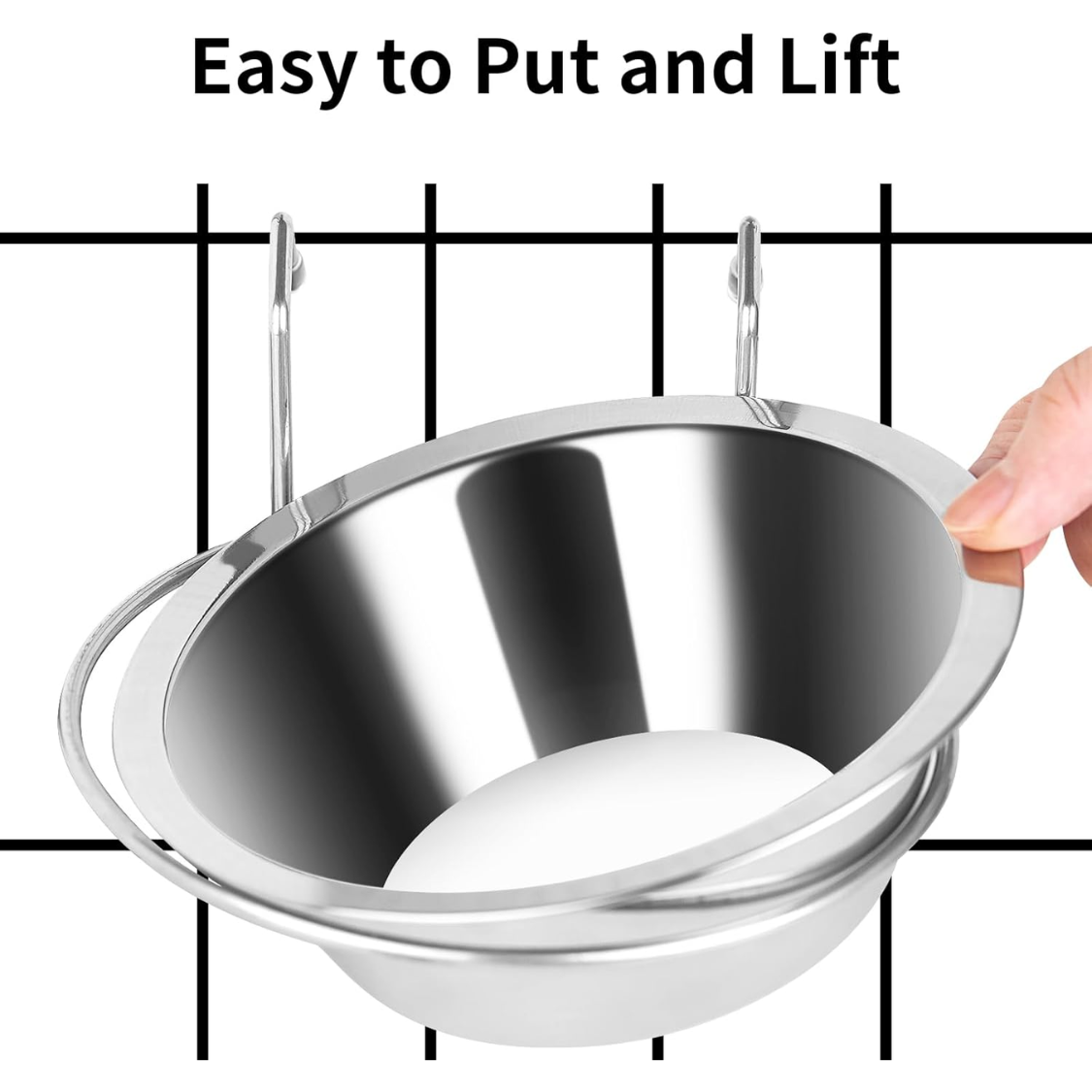 2PCS 8oz Stainless Steel Hanging Pet Water Bowls for Kennels and Cages