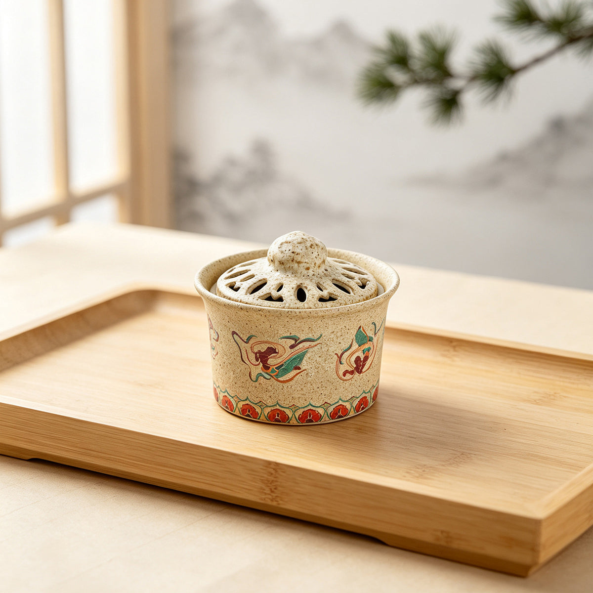 Ceramic Incense Burner for Home Use - Handmade Retro Style ZXL Dunhuang