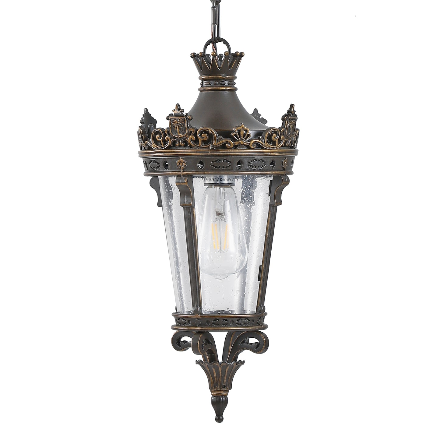 Vintage Outdoor Pendant Lantern - Waterproof Crown Design