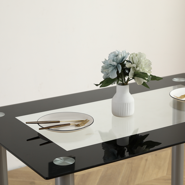 110cm Tempered Glass Dining Table with Stainless Steel Frame