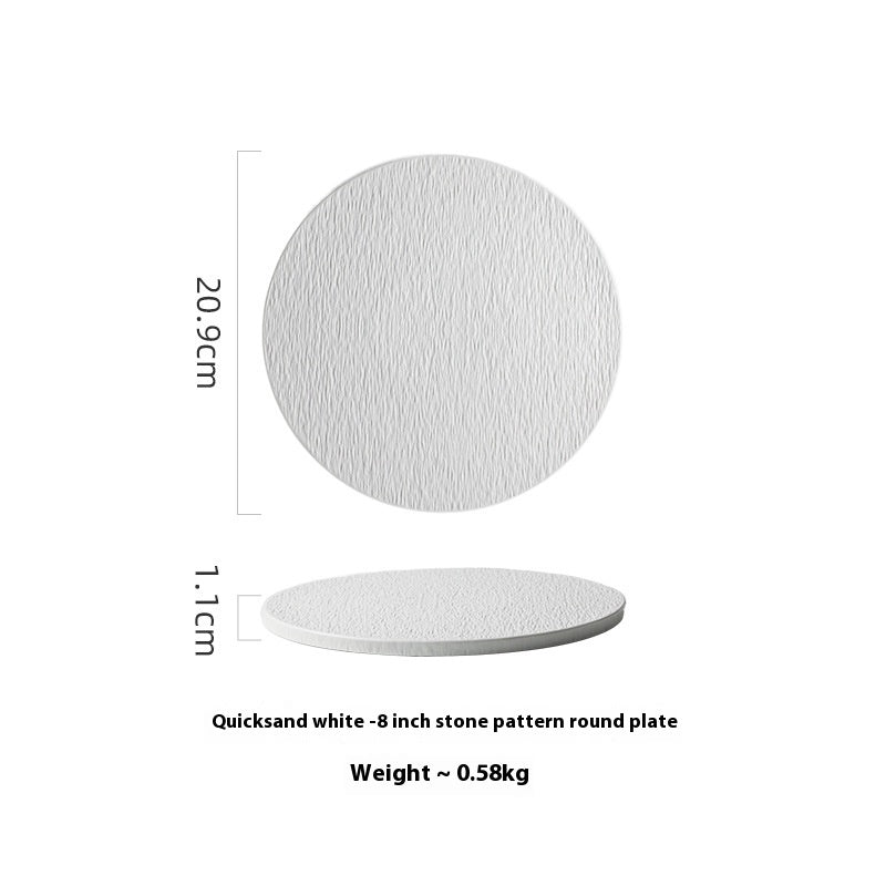 Ceramic Flat Plate Set - Nordic Style Rock Pattern Kitchen Dishware