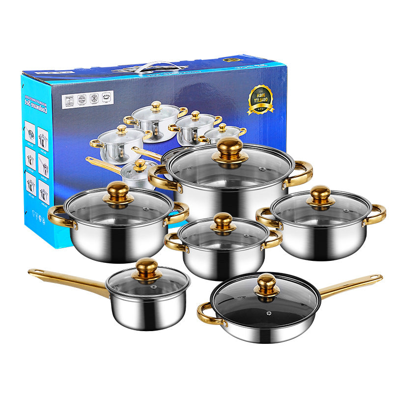 12-Piece Colorful Stainless Steel Stockpot Set - Dual-Sided Cooking Pots