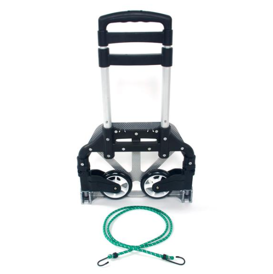 Portable Foldable Luggage Cart Trolley with Telescopic Handle - Black