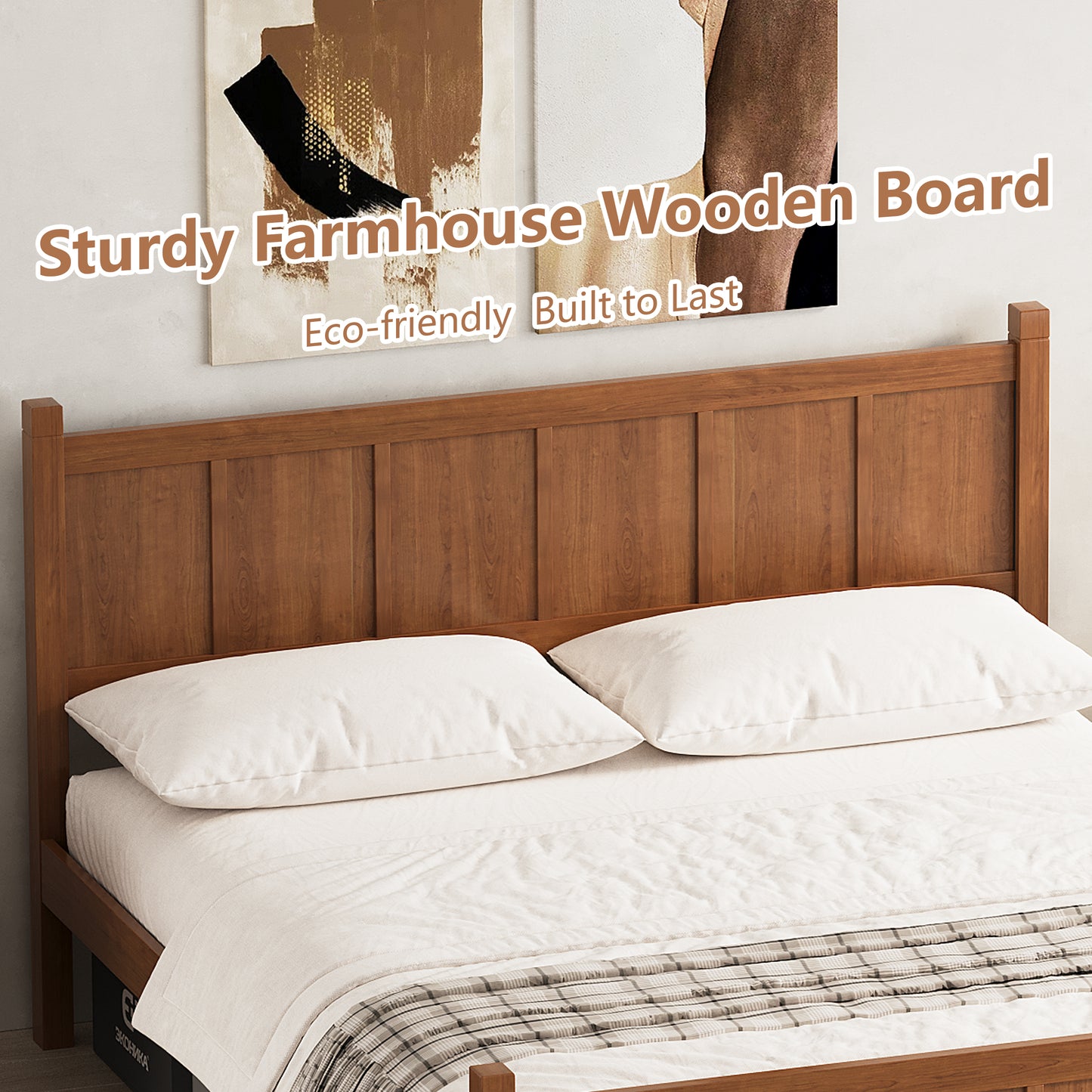 Queen Size Flat Panel Bed With Headboard & Footboard, Minimalist