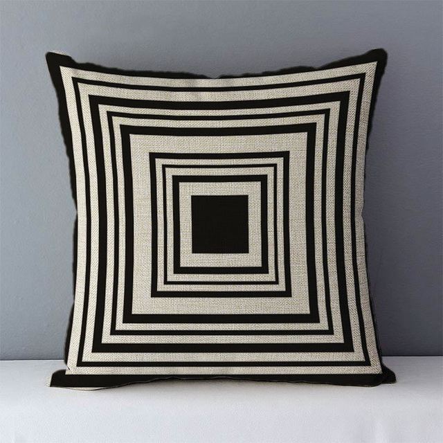 Geometric Abstract Pillow Cover - Modern Linen Cushion Case for Living Room & Bedroom