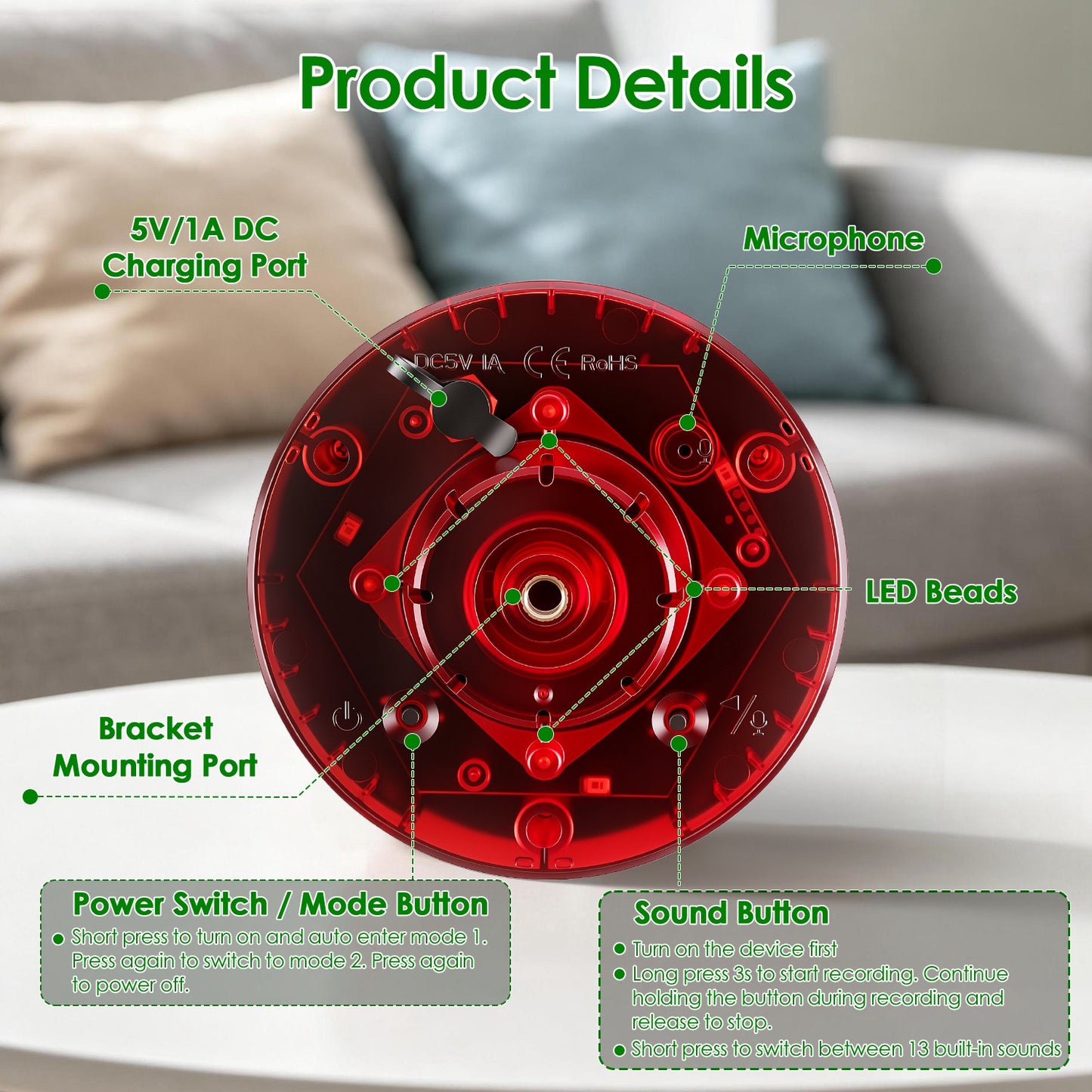 Outdoor Solar Motion Sensor Alarm 129dB with 13 Sounds & Custom Recording, Animal Deterrent, Waterproof Garden Security Light