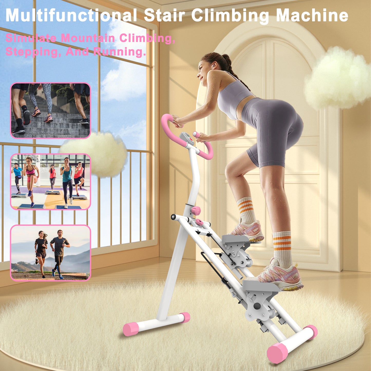 Vertical Climber Workout Machine for Full-Body Exercise - Pink