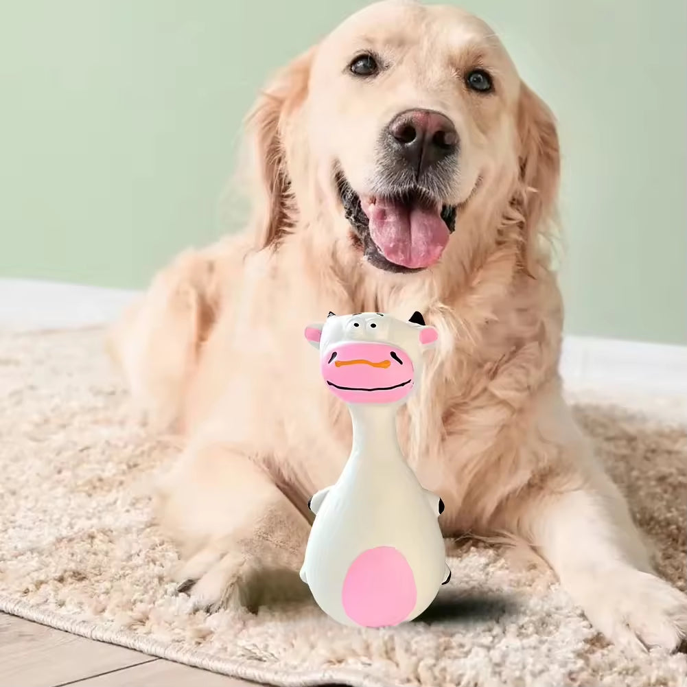 Dog Chew Toys Set - Latex Animal Shapes with Squeaky Sound for Dental & Teething Relief