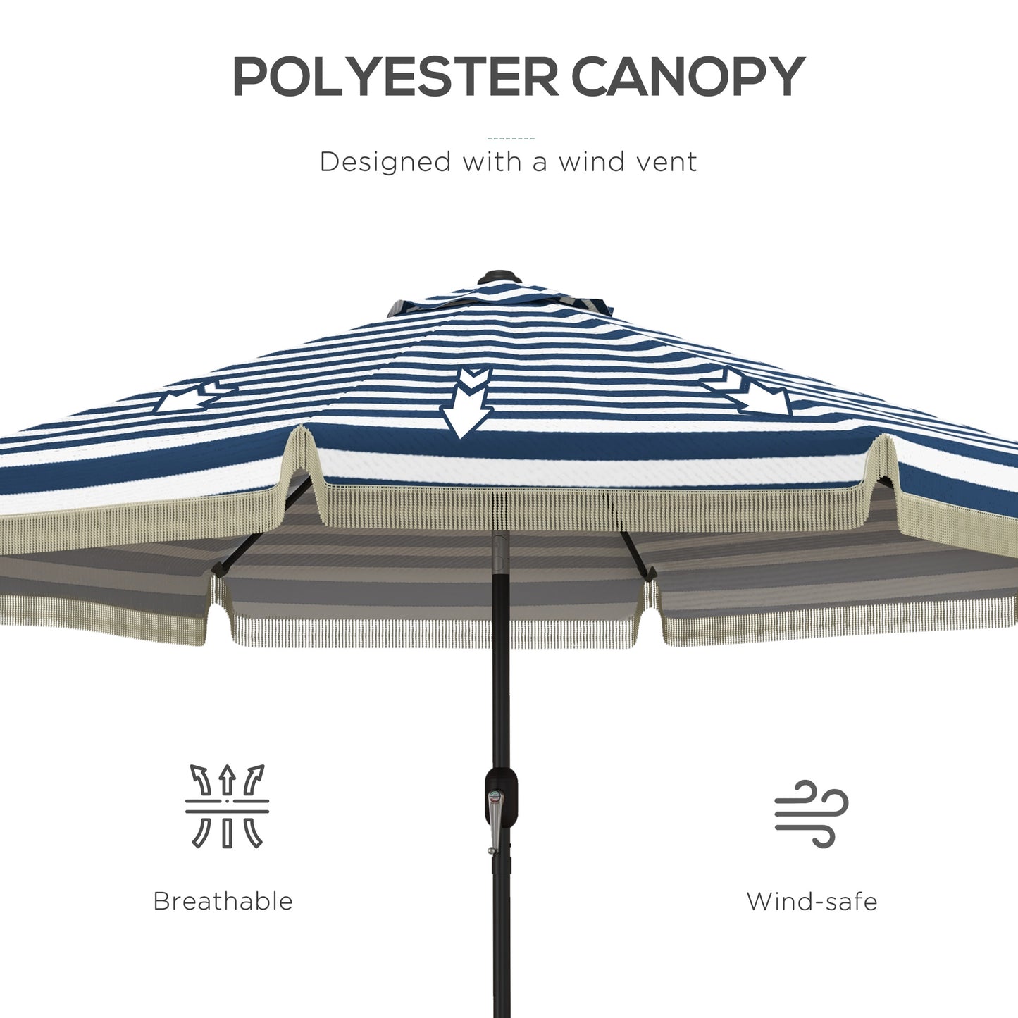 9ft Outdoor Patio Umbrella with Crank & Tilt - Blue Stripe