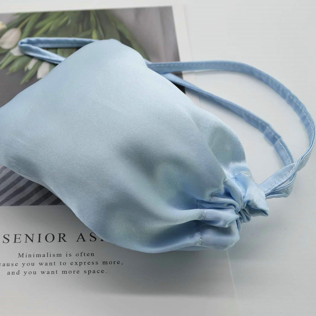 Silk Eye Mask Cosmetic Bag with Pocket - Jewelry & Travel Organizer