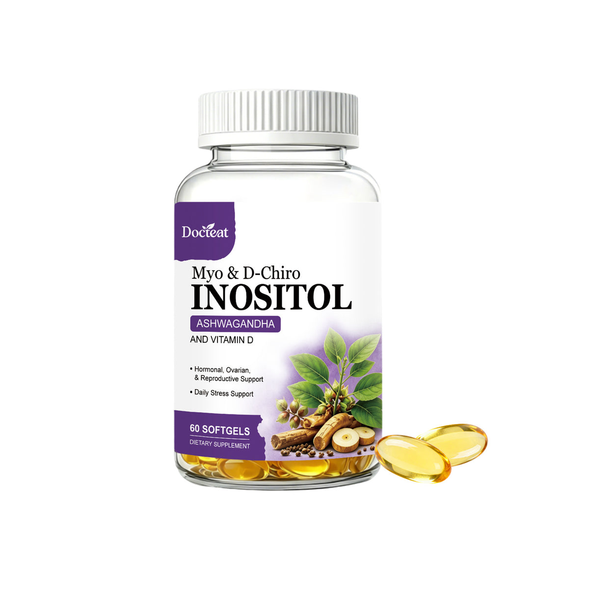 Vitamin B6 D3 Magnesium Inositol Softgel Supplement 60 Count