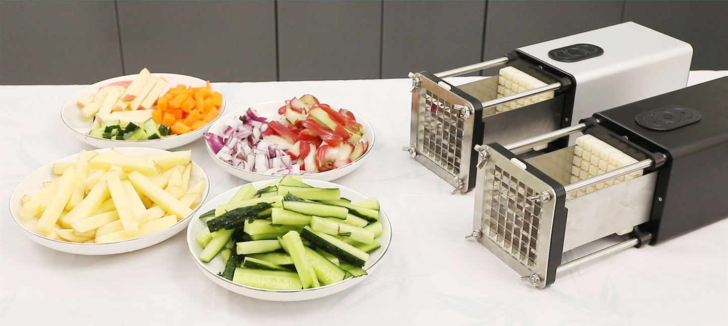 Electric French Fry Cutter with Stainless Steel Blades - Commercial & Household Food Slicer