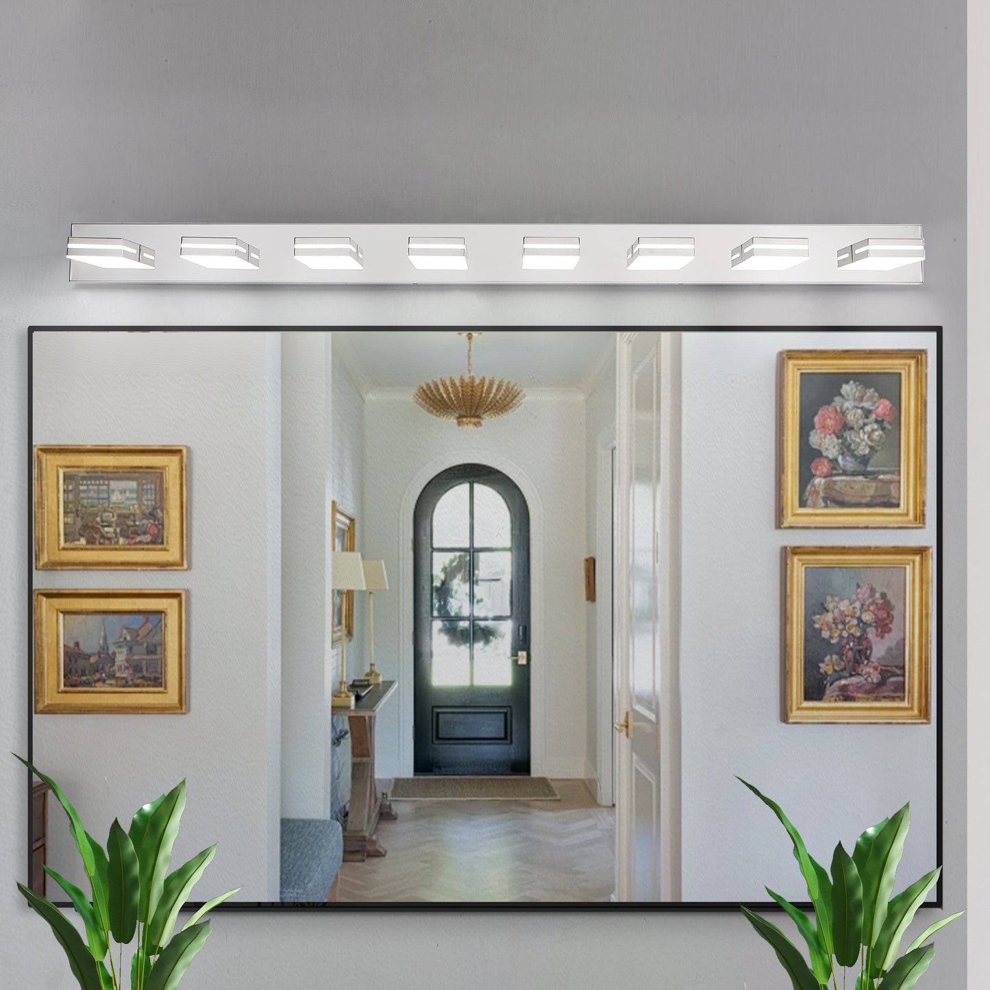 Modern Chrome LED Vanity Light - 8-Light Wall Sconce