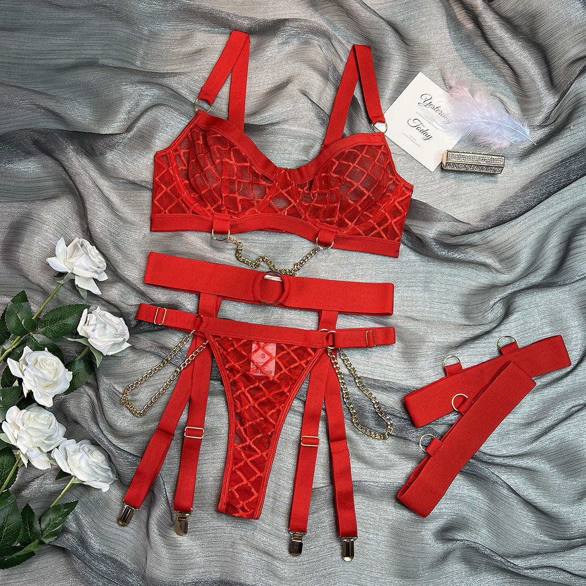 Women’s Mesh See-Through Underwear Set - Comfortable 3-Piece Lingerie