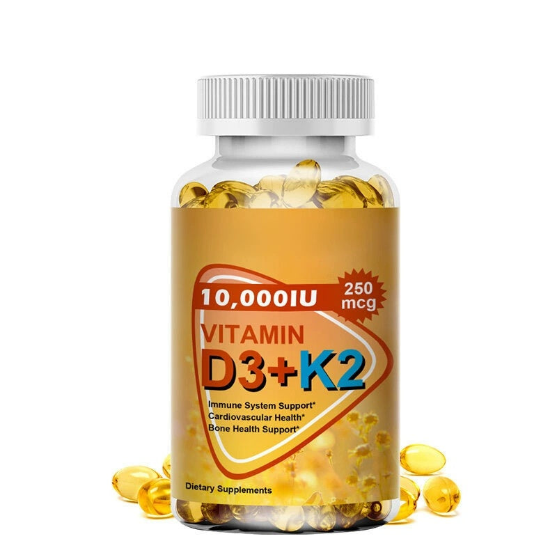 Vitamin D3 K2 Soft Capsules - Immune Support for Adults, 60 or 120 Pcs