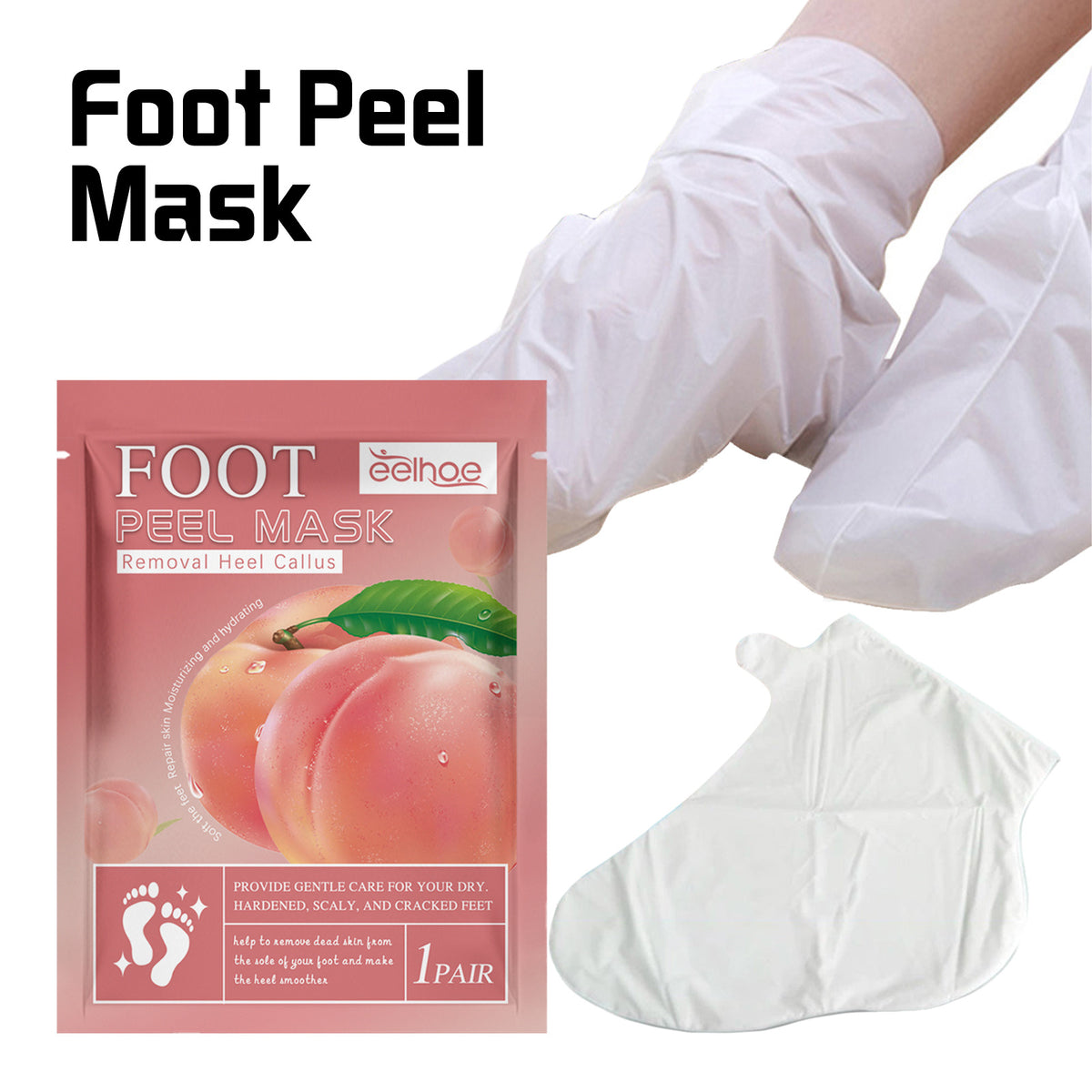 Peach Foot Mask Nourishing Hydrating Foot Care Treatment - 1 Pair