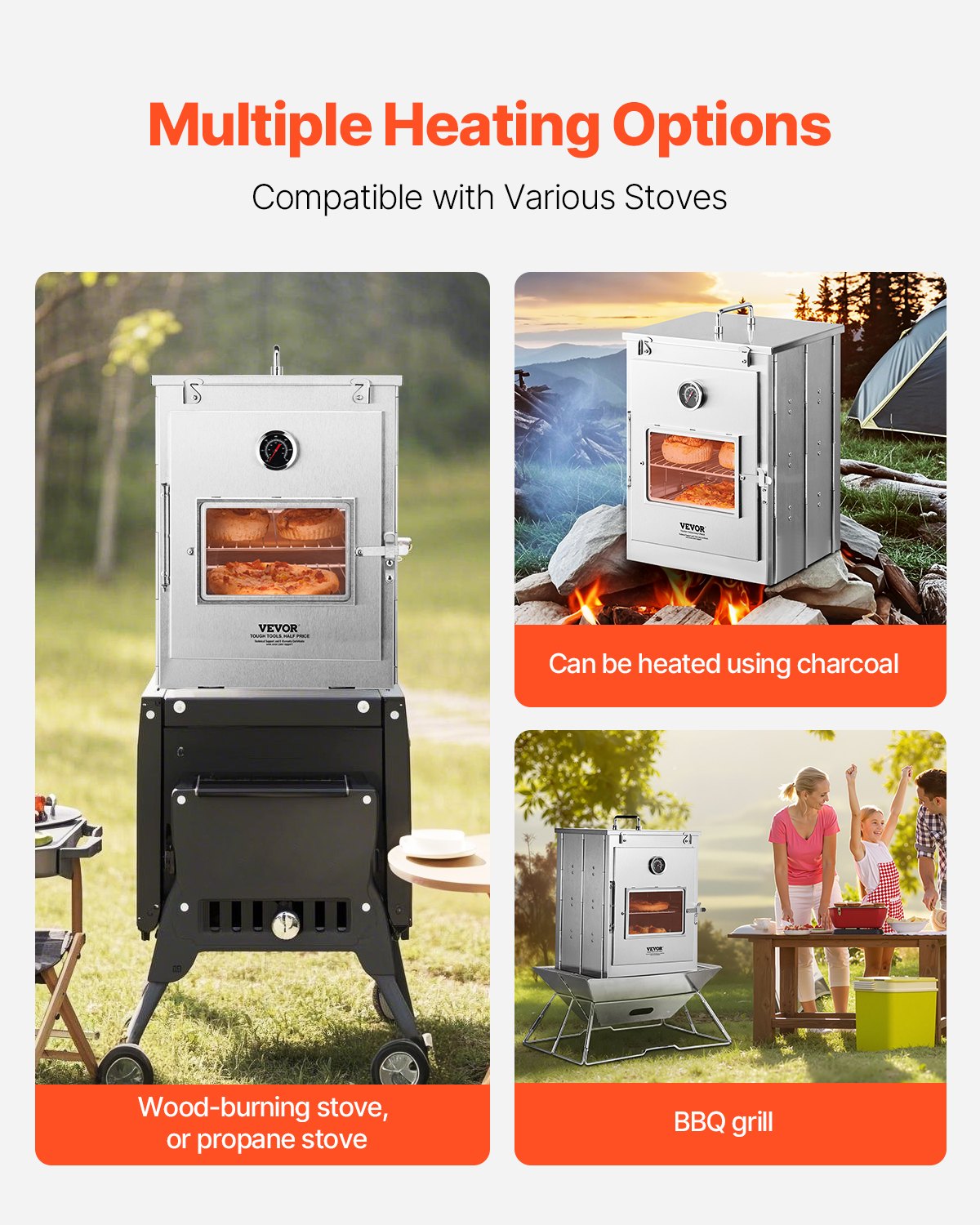 Portable Camping Oven - Stainless Steel 3 Tier Grill