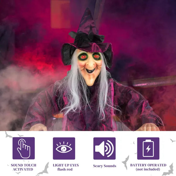 71in Life Size Hanging Witch Decoration with Sound & Light