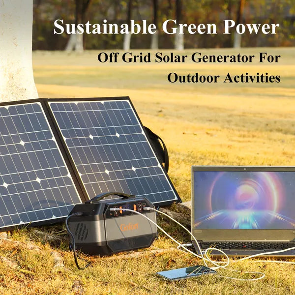 Portable Power Station 299Wh Solar Generator with 2 AC Outlets