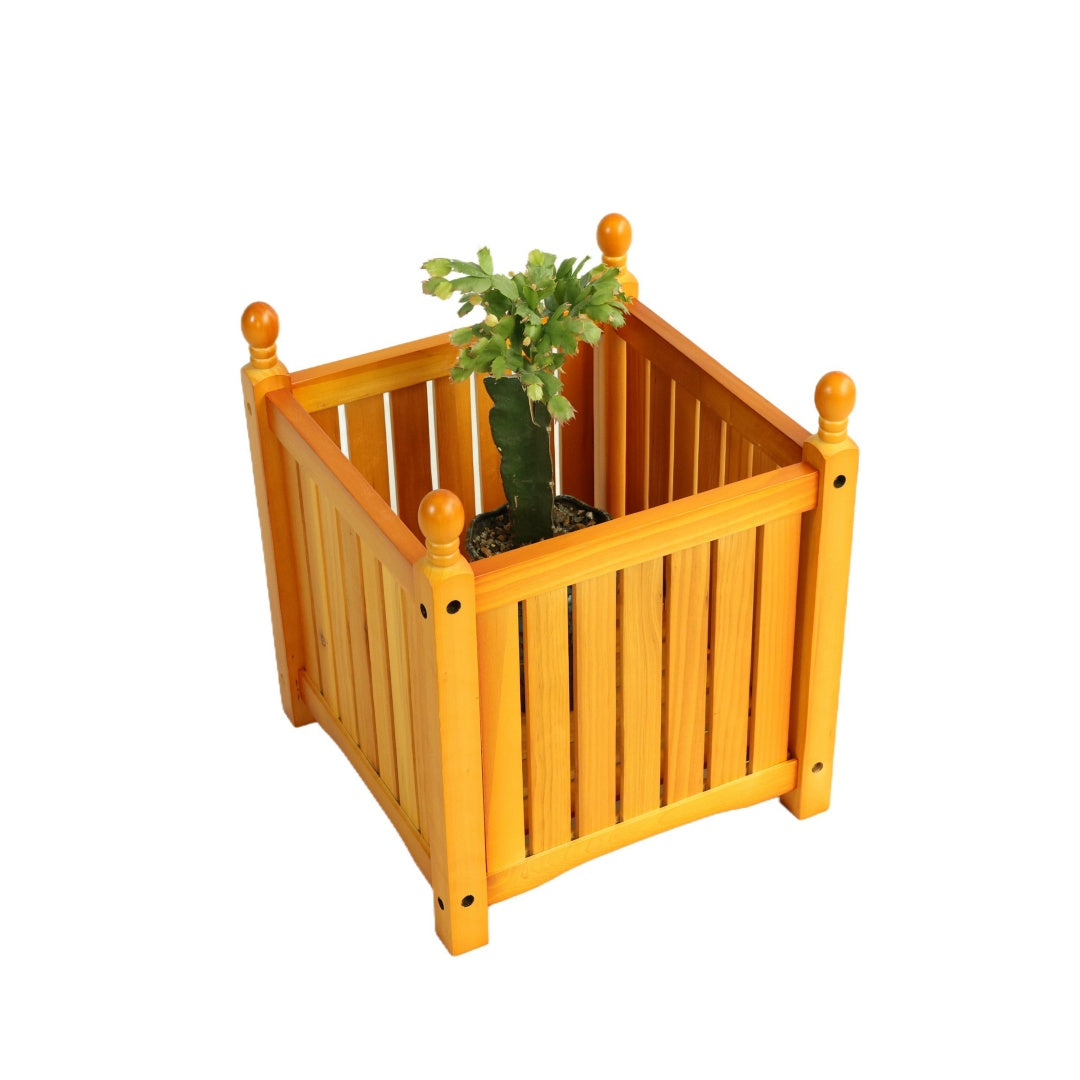 Wooden Outdoor Square Planter Box for Garden & Patio - Teak