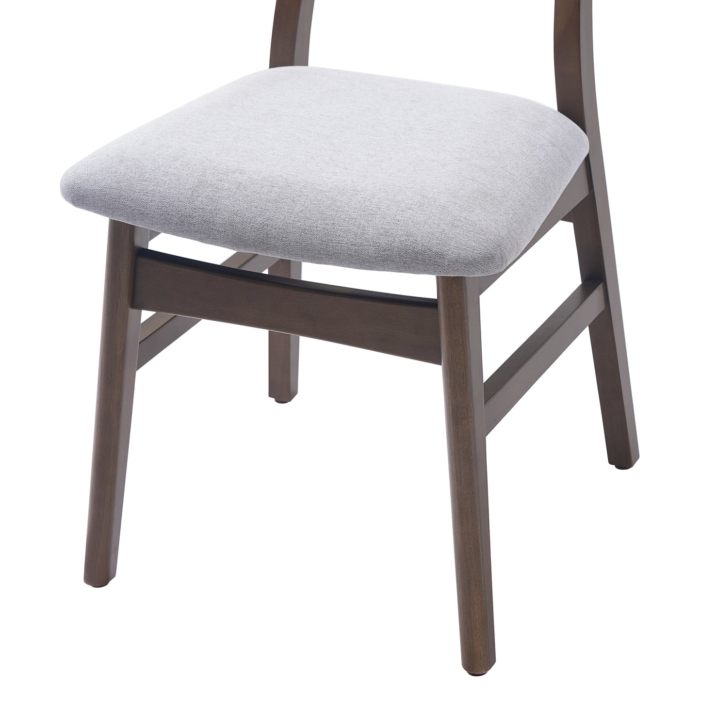 Set of 2 Modern Scandinavian Dining Chairs - Gray Fabric & Brown Wood