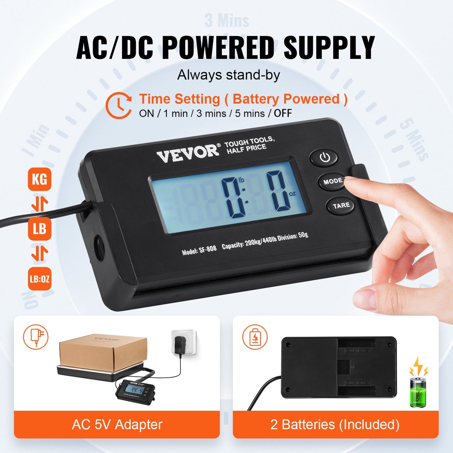 Digital Shipping Scale 440 lbs Heavy Duty Postal Luggage Postal Package Weighing
