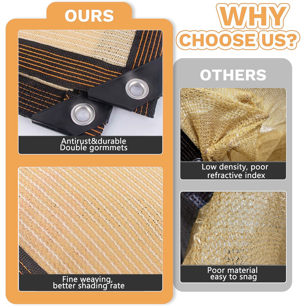 Outdoor Sunshade Net - 3x4 Meters with 4 Hooks